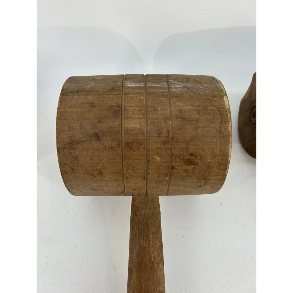 Antique Barrel Head Wooden Mallet 11